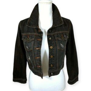 MILLAU DISTRESSED DENIM JACKET SZ.XS EUC.